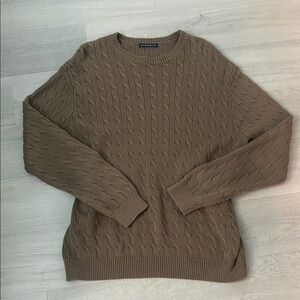 Brandy Melville Tan Cable Knit Crewneck Sweater